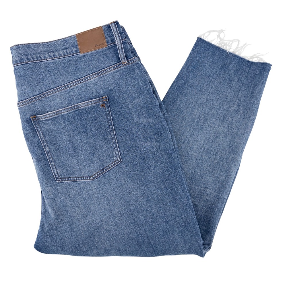Madewell The Perfect Vintage Jean Comfort Stretch Crop Raw Hem Blue Sz 37‎ 44x27